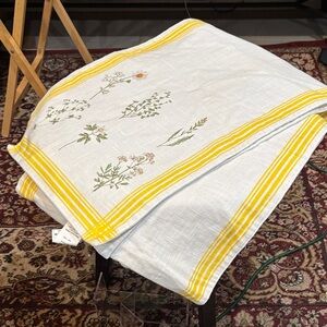 Bee & Willow Floral Table Runner with Yellow Stripes